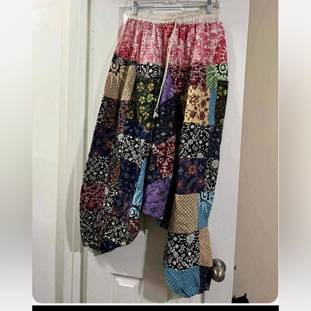 Boho Patchwork Harem Pants in Multicolor OS - image 1